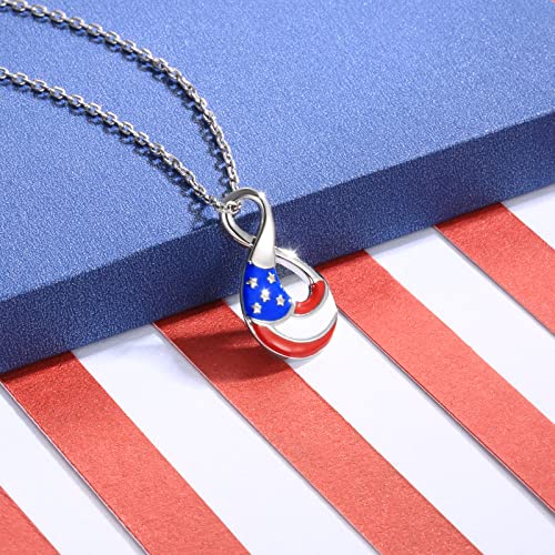 Mic Tai American Flag Infinity Necklace - 925 Sterling Silver Patriotic Pendant Red Blue & White Jewelry Independence Day Gift For Women thumb #3