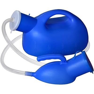 2000ml Portable Urinal for Men, Large Capacity Bedside Urinal with Lid & Tubing, Leak Proof Travel Urinal for Car Camping Outdoor, Male Urinal Set for Nighttime Use with Funnel Brush