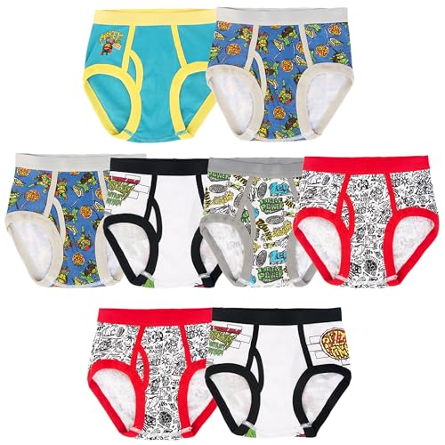 Handcraft Teenage Mutant Ninja Turtles Boys Underwear - 8-Pack Cotton Toddler/Little Kid/Big Kid Size Briefs Kids Assorted