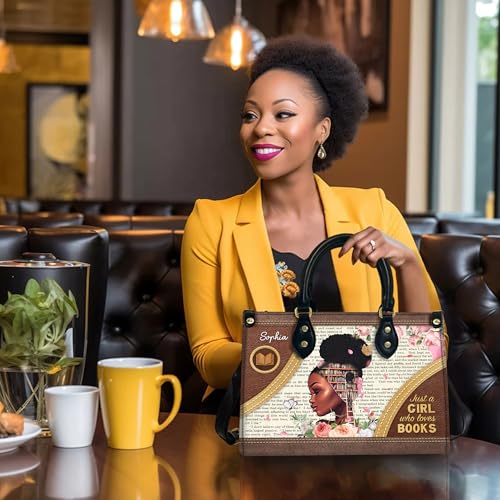 Personalized Leather Handbag For Black African Women – Matching Purse and Wallet Set – Gift for Melanin Woman3