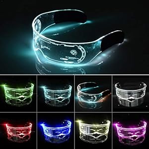 XIAMUSUMMER Halloween LED lichtgevende bril – Neon Bril – Cyberpunk LED Vizier Bril – Futuristische Elektronische Vizier…