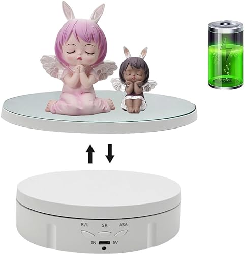 Miniatura 5 de JAYEGT Soporte de exhibición giratorio motorizado 2 en 1 con cubierta de repuesto de espejo, carga máxima de 22 libras, soporte de exhibición