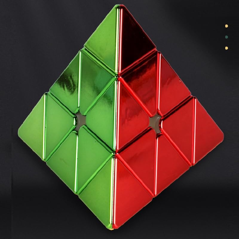 Image of HAWKISTER Adult Sheng(Shou) Legend 3X3 Pyraminx Cube Metallic Mirror Reflective Stickerless Magnetic Pyramid Speed Cube Steel Ball Version Puzzle