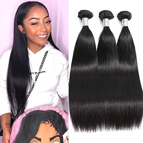 Brazilian Straight Hair 3 Bundles Ornate Hair Brazilian Straight Virgin Hair Human Hair Weave Bundles Natural Black Color (16 18 20 Inch)