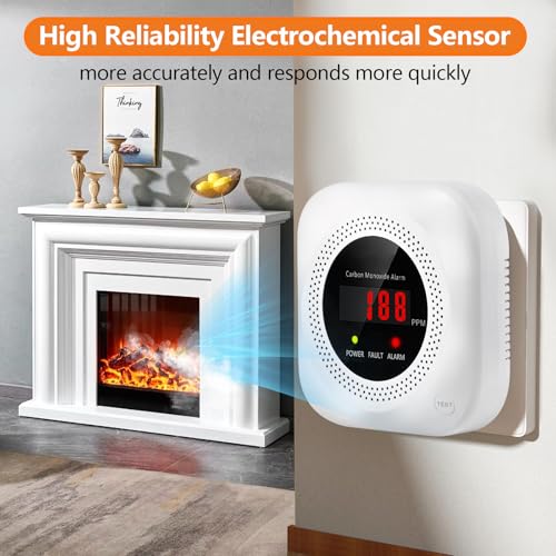Image of Carbon Monoxide Detector Plug in, Digital Display CO Detector, Battery-Free, 85dB Loud CO Alarm, CO Monitor for Home Kitchen Bedroom Garage Camper Hotel (2 Pack)