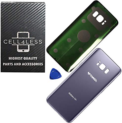 CELL4LESS Replacement Back Glass Cover Back Battery Door w/Pre-Installed Adhesive for Samsung Galaxy S8 Plus OEM - All Models G955 All Carriers- 2 Logo - OEM Replacement (Orchid Grey)