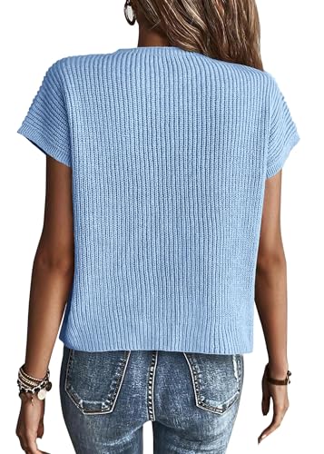 Image of KIRUNDO Summer Fall Short Sleeve Sweater for Women 2026 Casual Sweater Vest Cotton Knit Pullover Tank Tops Fashion Clothing