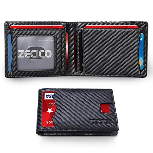 Wallet RFID Slim Minimalist Mens Bifold leather Card Holder RFID blocking wallets Small Thin Front pocket smart Fit travel Purse with ID window Gift box