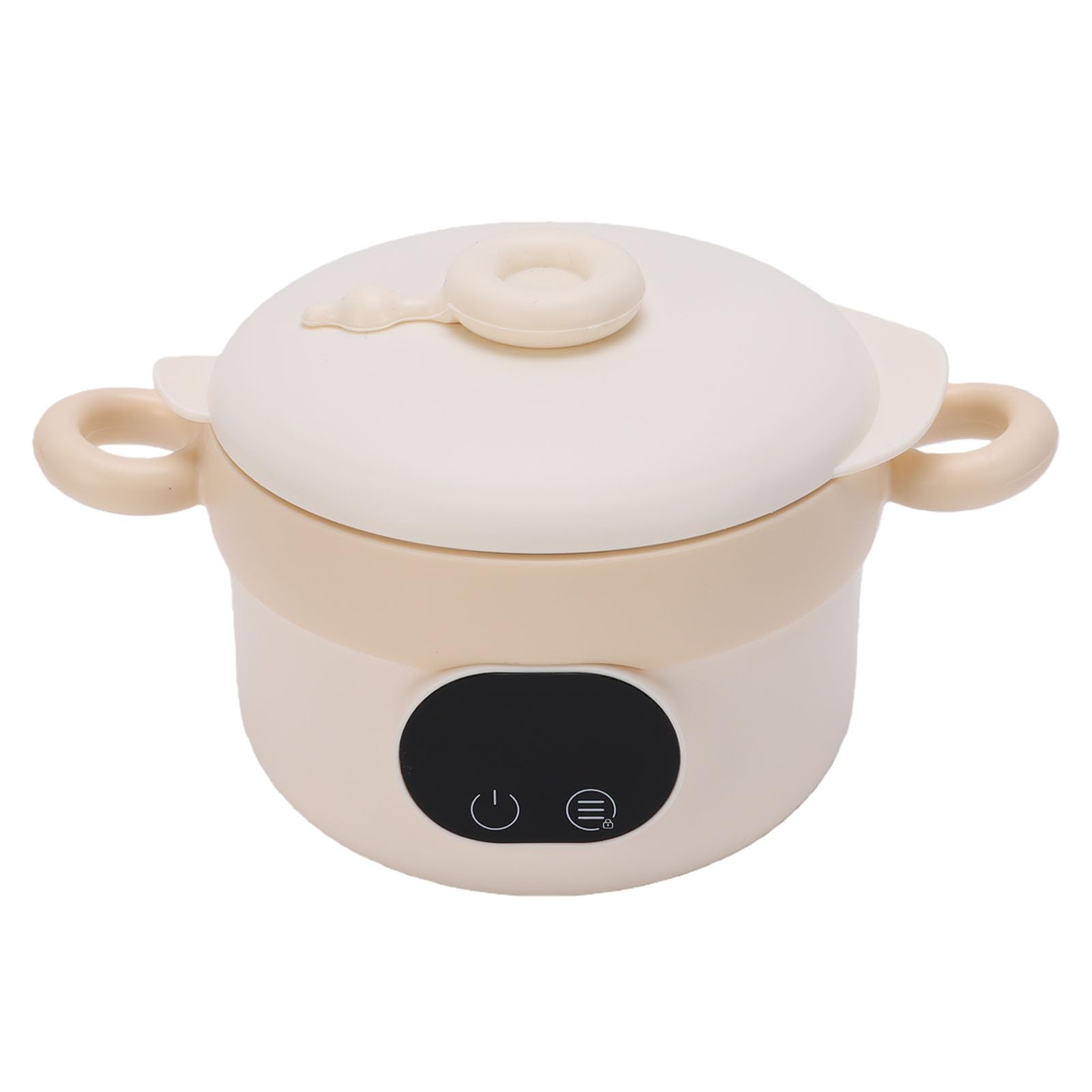 Fockety Calentador de Alimentos, Tarro de Comida Portátil de Acero Inoxidable de 470 Ml, con Aislamiento Eléctrico Inalámbrico y Cuchara y Tenedor para Bebés, Niños Pequeños Niños (De color crema)