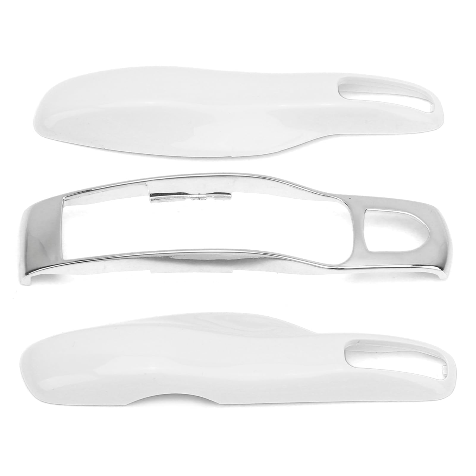 Caso de llave remota-Carcasa de control remoto para coche(Blanco perla + Concha intermedia plateada)
