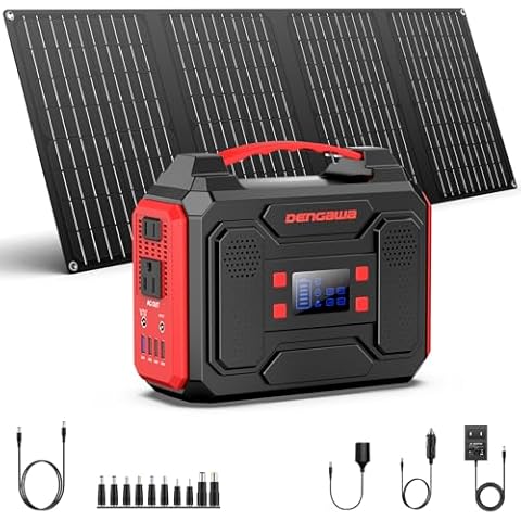 Portable Solar Generator, 250W Portable Power Station with Solar Panels 40W Included, 110V Pure Sine Wave, 250Wh Solar Power Bank with AC Outlet for Home Use Camping Emergency Power Backup Cover