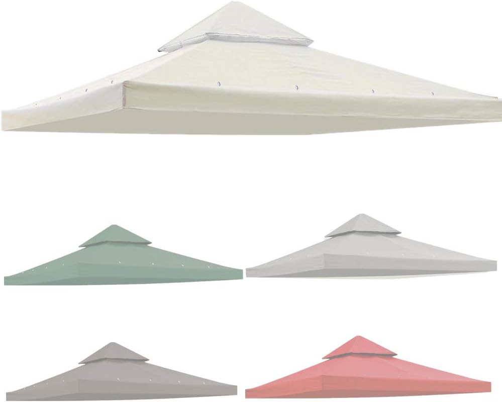 8x8' 10x10' 12x12' 2-Tier Gazebo Top Canopy Replacement Cover UV30 Outdoor Patio Garden (10x10', Ivory)