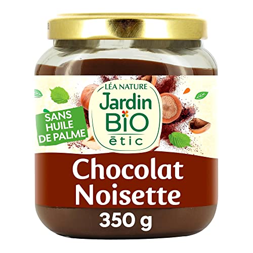 Jardin BiO Etic - Crema para untar de chocolate y avellana ecológica, edulcorada, certificado AB, bote de 350 g