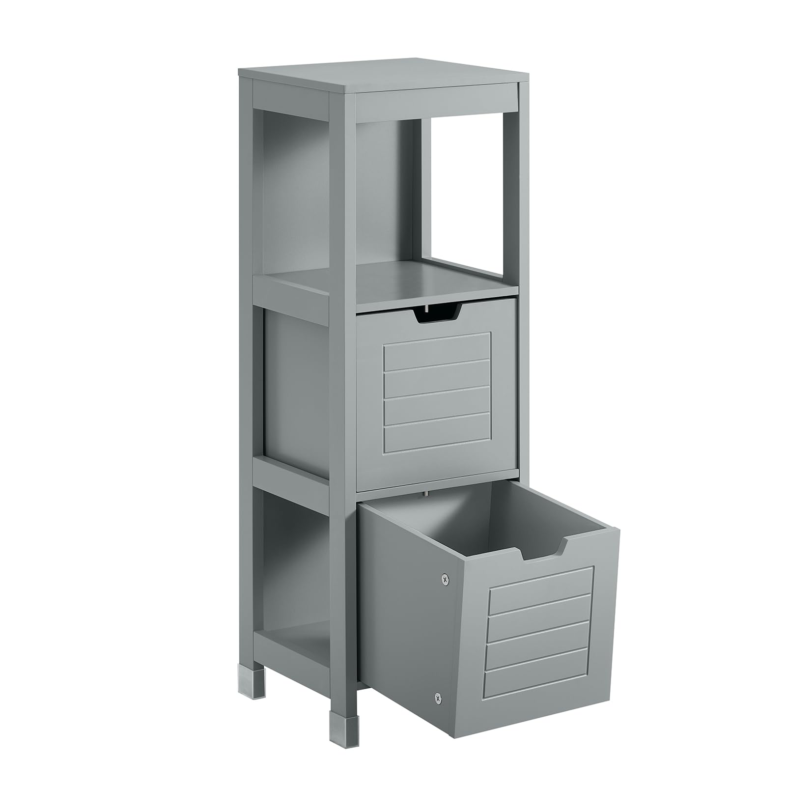 SoBuy Badezimmerschrank Kommode FRG127-SG – Schmaler Badschrank aus Holz, Grau, 30 × 89 × 30 cm