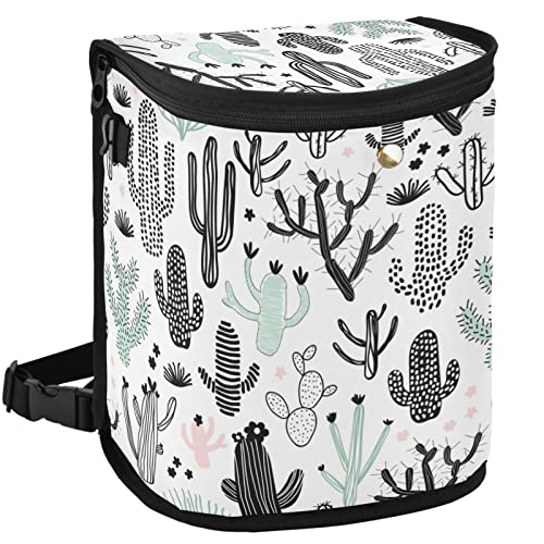 Image of Cactus Car Trash Can Black Green Cacti Tropical Car Garbage Bag with Lid Hanging Waterproof Leak Proof Vehicle Storage Bin
