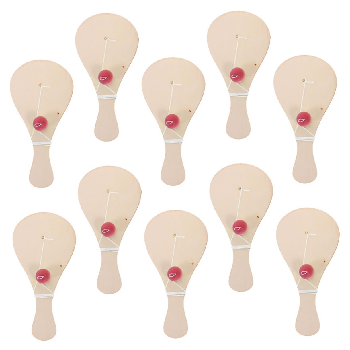 SOIMISS 10Pcs Wooden Paddle Ball Blank Graffiti Racket for DIY Art Projects Wood Paddle for Indoor Develops Fine Motor Skills Hand Eye Coordination