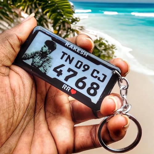 Image of Gel Number Plate Keychain for Car & Bike