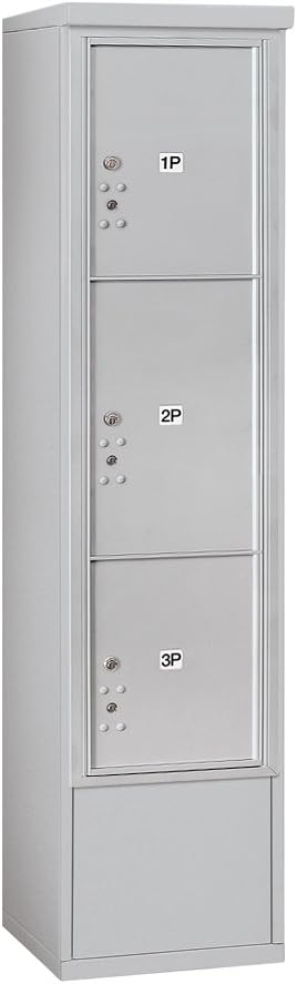 Salsbury Industries 3916S-3PSFP, Front Loading, Single Column, PL4.5, 1 PL5, 1 PL6, Private Access, Sandstone Free Horizontal 4C Stand Alone Parcel Locker Mailbox