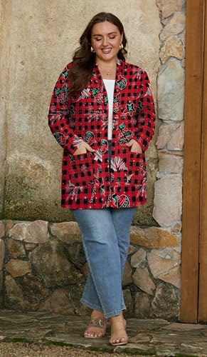 Image of OLRIK Plus Size Cardigan for Women 2026 Lightweight Open Front with Pockets