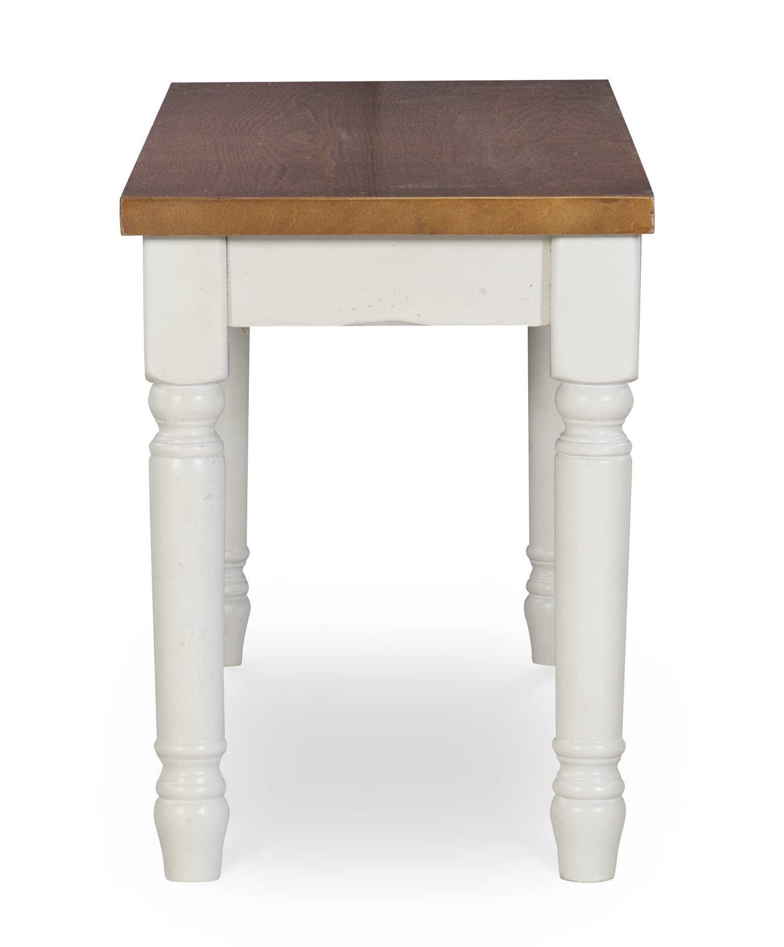 Willow White Backless Dining Bench with Honey Brown Wood Top by Powell