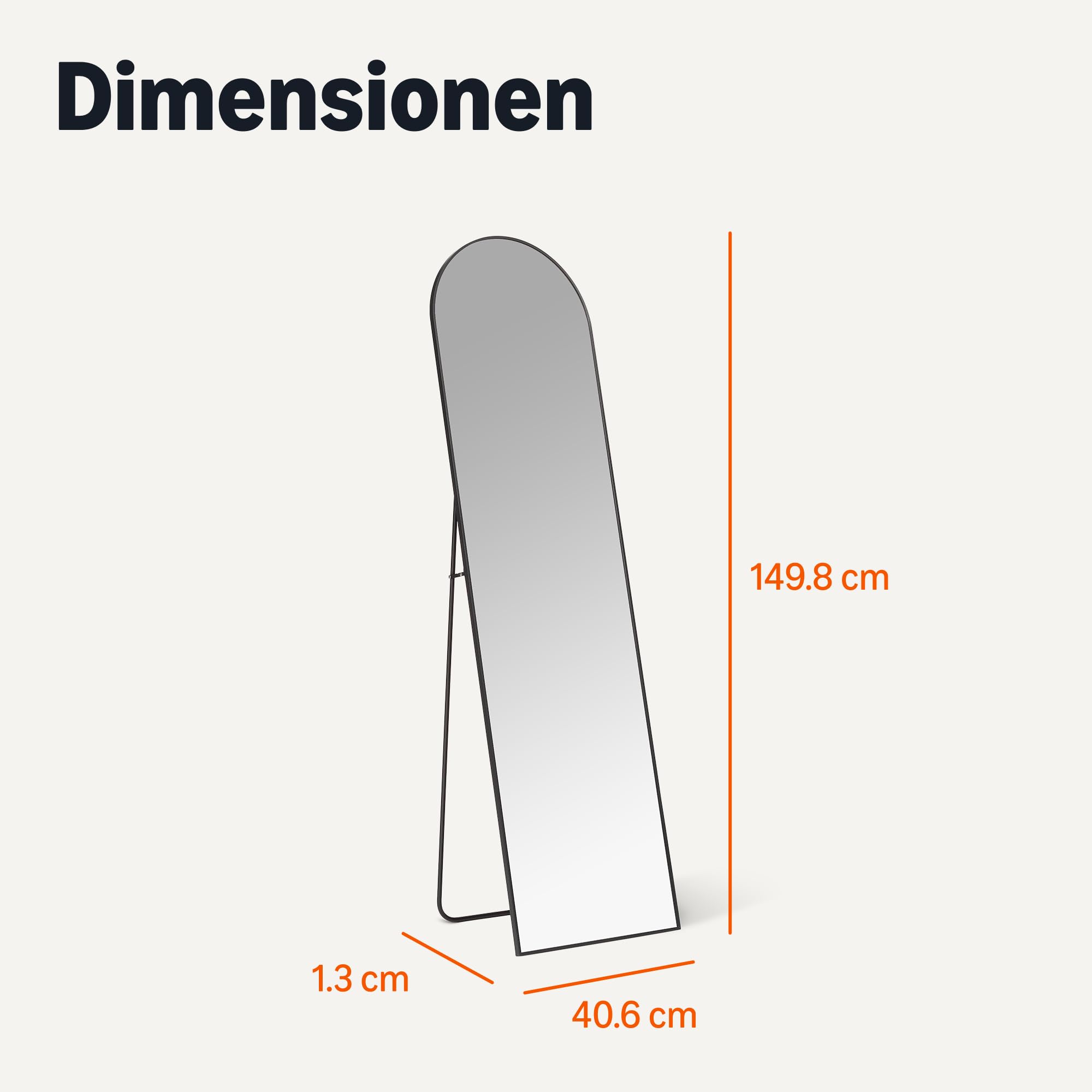 Amazon Basics Bogenförmiger Ganzkörperspiegel, Wand-/Bodenhalterung, 149,9cm x 40,6cm x 1,4cm, Schwarz