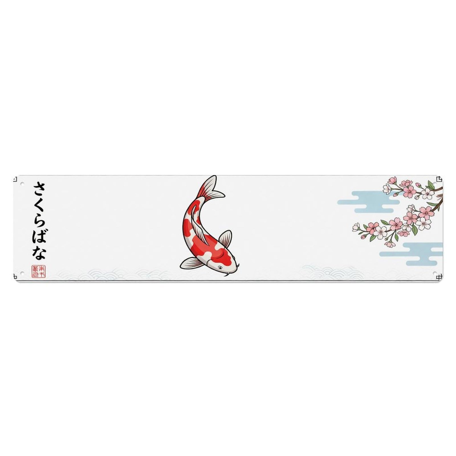 Olhnbad 4X16inch(10X40cm) Vintage Koi Fish Japanese Crimson Harmony 4To1 Metal Tin Sign