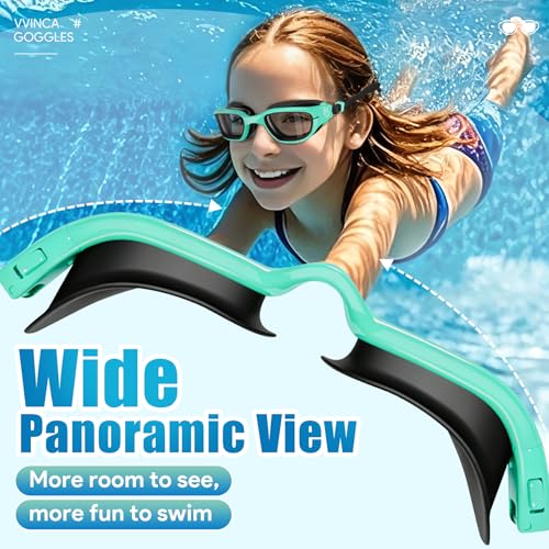 Image of Vvinca Kids Swim Goggles, Swimming Goggles for Kids 3-14 Anti-Fog UV Protection No Leak Pool Glasses for Boys Girls