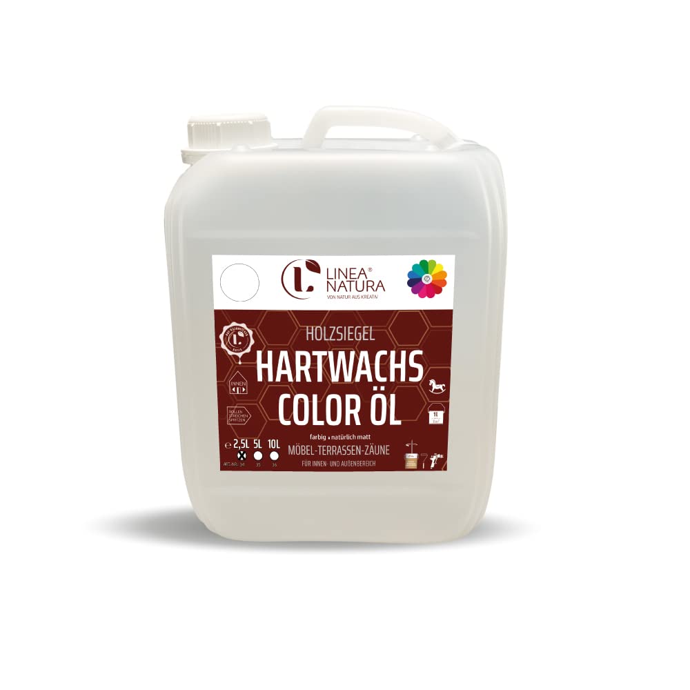LINEA NATURA Aceite de cera dura | nutritivo, protector, repelente al agua y muy duradero, de colores (2,5 L, roble salvaje)