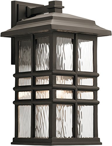 Kichler Beacon Square 17.5" 1 Light Outdoor Wall Light with Clear Hammered Glass in Olde Bronze®