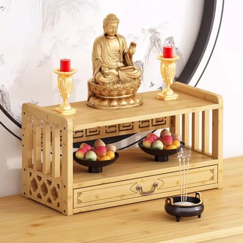 Mesa de altar budista – Estante de meditación de madera para estatuas y ofrendas de Buda, ideal para uso doméstico y prácticas espirituales