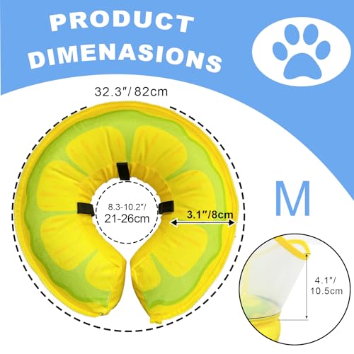 Image of Inflatable Dog Cone, Soft Dog Cone After Surgery, for M M+ L XL Dogs, with Detachable Anti Licking Shield and Inflator, 2 in 1 Adjustable Alternative, Does Not Block Vision, Lemon and Wave Style, M