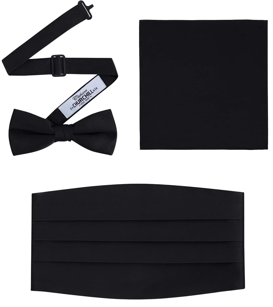 S H Churchill Co Mens Formal Satin Bowtie and Cummerbund Set