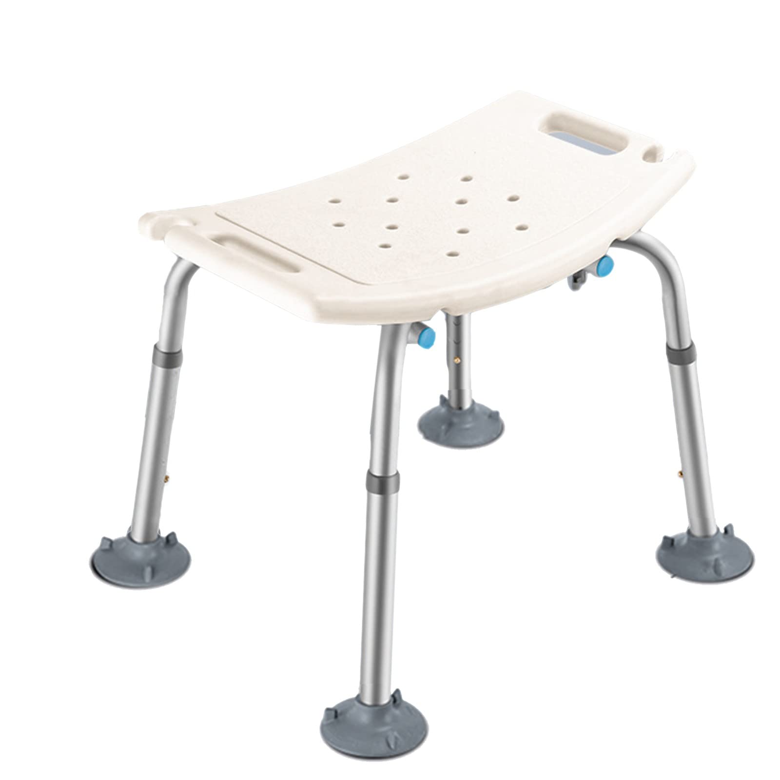 Taburete de Ducha para Ancianos,Taburete de Baño Ventosa Grande Antideslizante Silla de Ducha Asiento de Baño Ducha Sin Respaldo Ajustable en Altura 38-53cm Asiento de Ducha