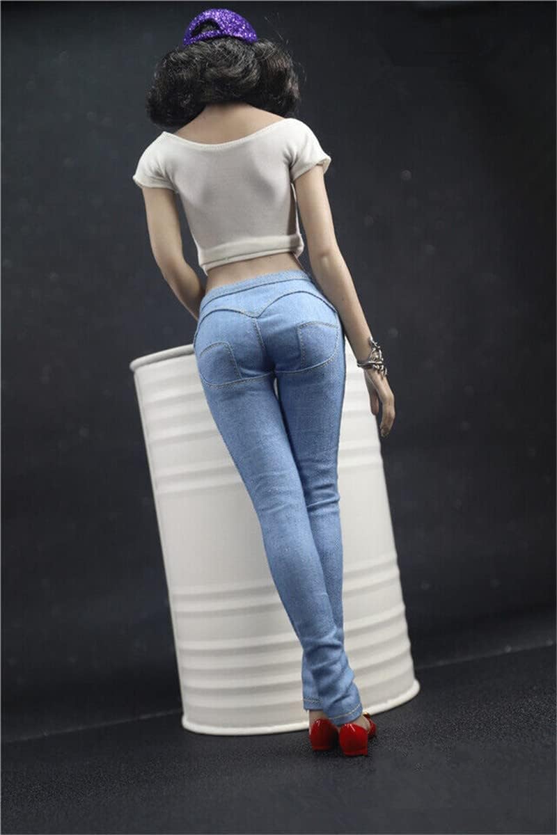 1/6 Scale Female Clothes,Women's Slim Jeans Denim Pants Trousers Costume Outfit Clothing for 12inch Female Action Figure Body (Female Pants Clothes, Light Blue)
