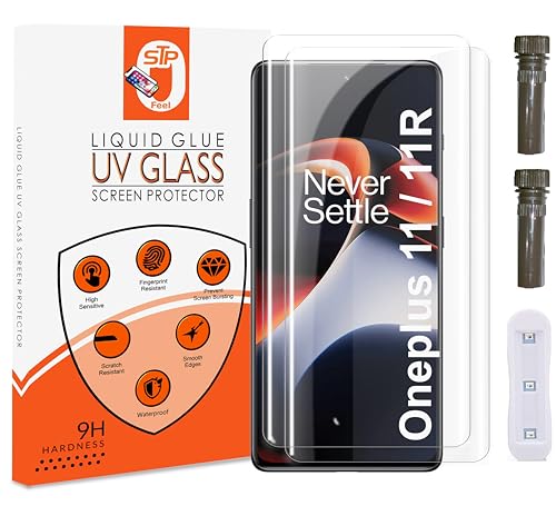 Image of STP FEEL (Pack of 2 Premium Curved UV Tempered Glass for Oneplus 11R (6.7 Inch) Advanced Border Less Full Screen Coverage Screen Protector Guard with Installation Kit
