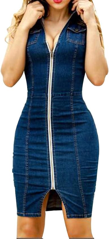 Denim Dress Zipper Women's Denim Europe 