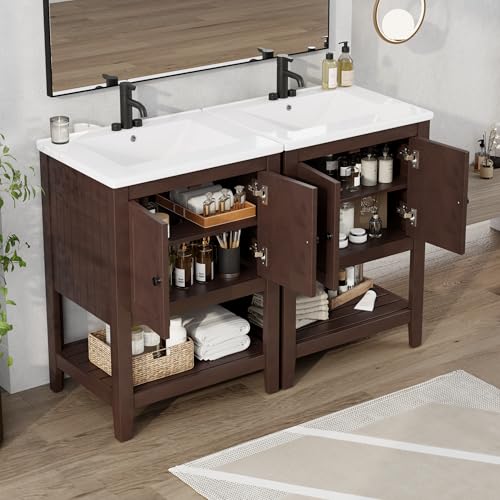 48" Bathroom Vanities with Undermount Sink, Storage Cabinet with Adjustable/Open