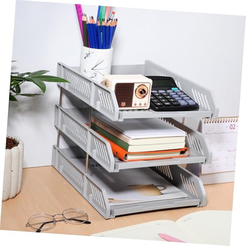 Bac à documents horizontal empilable en plastique robuste pour classement de bureau - 7