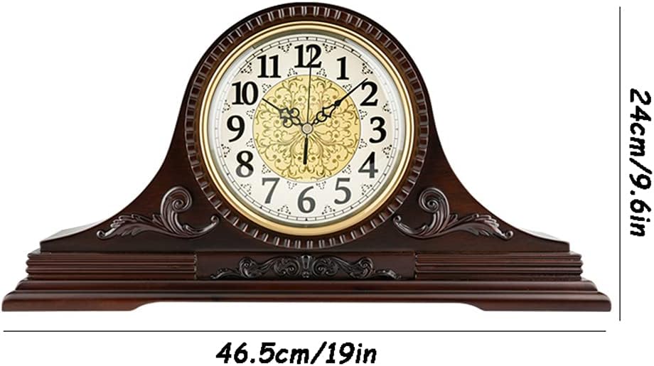 Mantel Clocks, Wood Mantle Clock with Chime Decorative Chiming Mantel Clock Battery Operated Shelf Clock Antique Table Clock