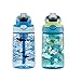Contigo Aubrey Kids Water Bottle, 2-Pack, 14oz, Dinos & Sharks, Spill-Proof Lid, Dishwasher Safe, Blue & Green