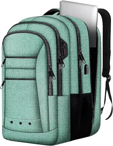 LCKPENG Extra Large Laptop Backpack, Computer Backpack for Women & Men, Carry On Backpacks with Large Capacity, Water Resistant Work Laptop Backpack BookBag, Gifts for Him and Her, Green