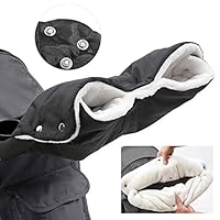 Roysmart Kinderwagen Handschuhe Handmuff mit Fleece Innenseite, Wasserdicht und Winddicht Stroller Handmuff Handwärmer Universalgröße für Kinderwagen, Buggy, Radanhänger (Schwarz)