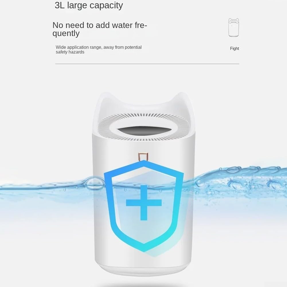 Humidificador de doble boquilla, difusor de aroma, humidificador de aire de doble chorro, fabricante de niebla fría de 3000 ml, protección de apagado de gran capacidad (rosa)