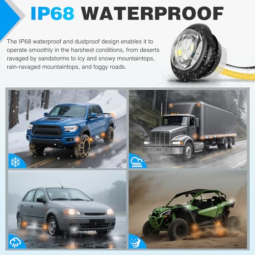 Image of Nilight 3 /4 Inch Dual Color Marker Light Amber Turn White Clearance Lights