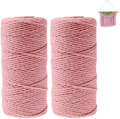 Jaspond 20 Colours Macrame Cord 2mm×100m, Cotton Cord String Rope, butchers string 2 Strand Twisted, Handmade Craft for Wall Hanging, Plant Hanger, Knitting, Textile Decoration