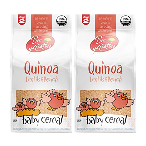 Organic quinoa/lentils/peach baby cereal made with whole grain stage 2 7oz (198g)-2 pack