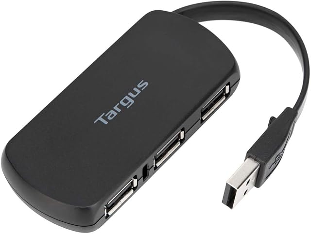 Targus 4-Port USB 2.0 Hub with Sleek and Travel Friendly, Black (ACH114US)
