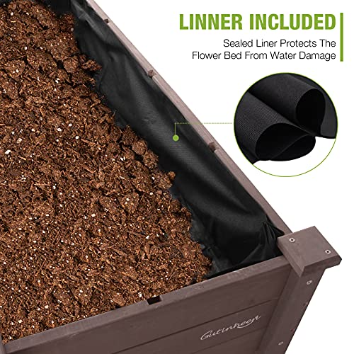 GUTINNEEN Raised Garden Bed for Herbs, Patio Elevated Flower Planter Vegetable Boxes with Grow Grid - Large Storage Shelf Brown - Thumbnail 5