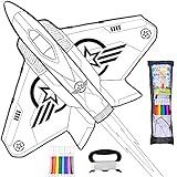 JOYIN DIY Airplane Kite with 8 Watercolor Pens and Kite String, Kids Kite Making Craft Kit, Color Your Own Kite, Decorating Airplane Kite, Large Beach Kite Easy to Fly Kite for Outdoor Activities