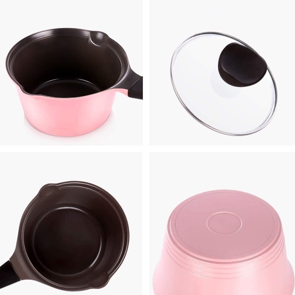 Antihaftbeschichteter Milchtopf, Kochtöpfe, Keramiktopf mit auslaufsicherem Deckel, sicherer antihaftbeschichteter Milchtopf for Babynahrung, Küche, Induktionskochgeschirr, 17,8 cm (Farbe: Rosa) (Farb